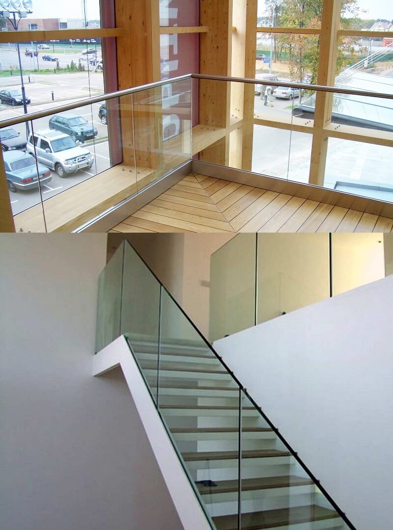 Ограждение в зажимном алюминиевом профиле со стеклом